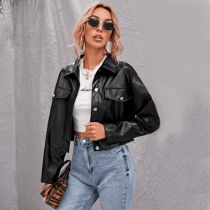 Chaquetas Manga Larga con Cuello Ancho y Botones