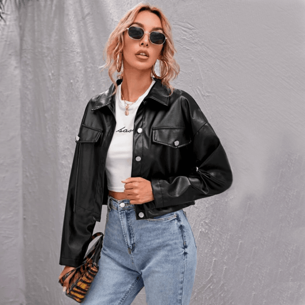 Chaquetas Manga Larga con Cuello Ancho y Botones
