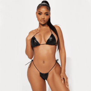 Bikini sexy en Cuerina con Tiras Ajustables