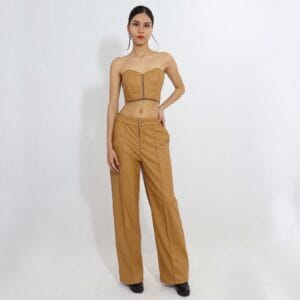 Conjunto Top Tipo Corsé con Cierre y Pantalón Ancho