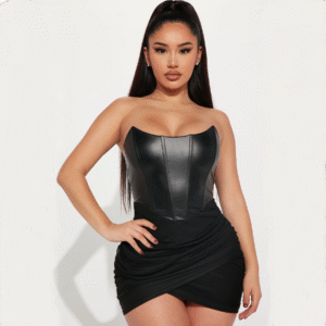 Vestido Sexy Ajustado Diseño Corset y Zurcido