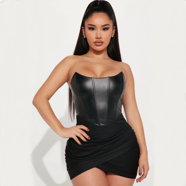 Vestido Sexy Ajustado Diseño Corset y Zurcido