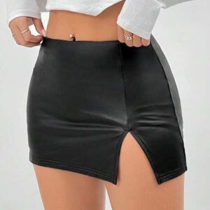Falda Mini Ajustada, Con Abertura Lateral Coqueta