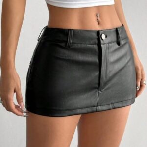 Mini Falda en Cuerina con Diseño Sexy y Juvenil