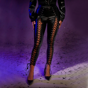 Leggins Cuerina Ajustado al Cuerpo con Aberturas