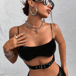 Top  Ajustado con Tiras Delgadas y Cinturón