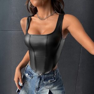 Blusa Cuerina Tipo Corse Tiras Anchas