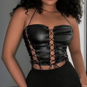 Blusa Corta Ajustable con Diseño de Cortes