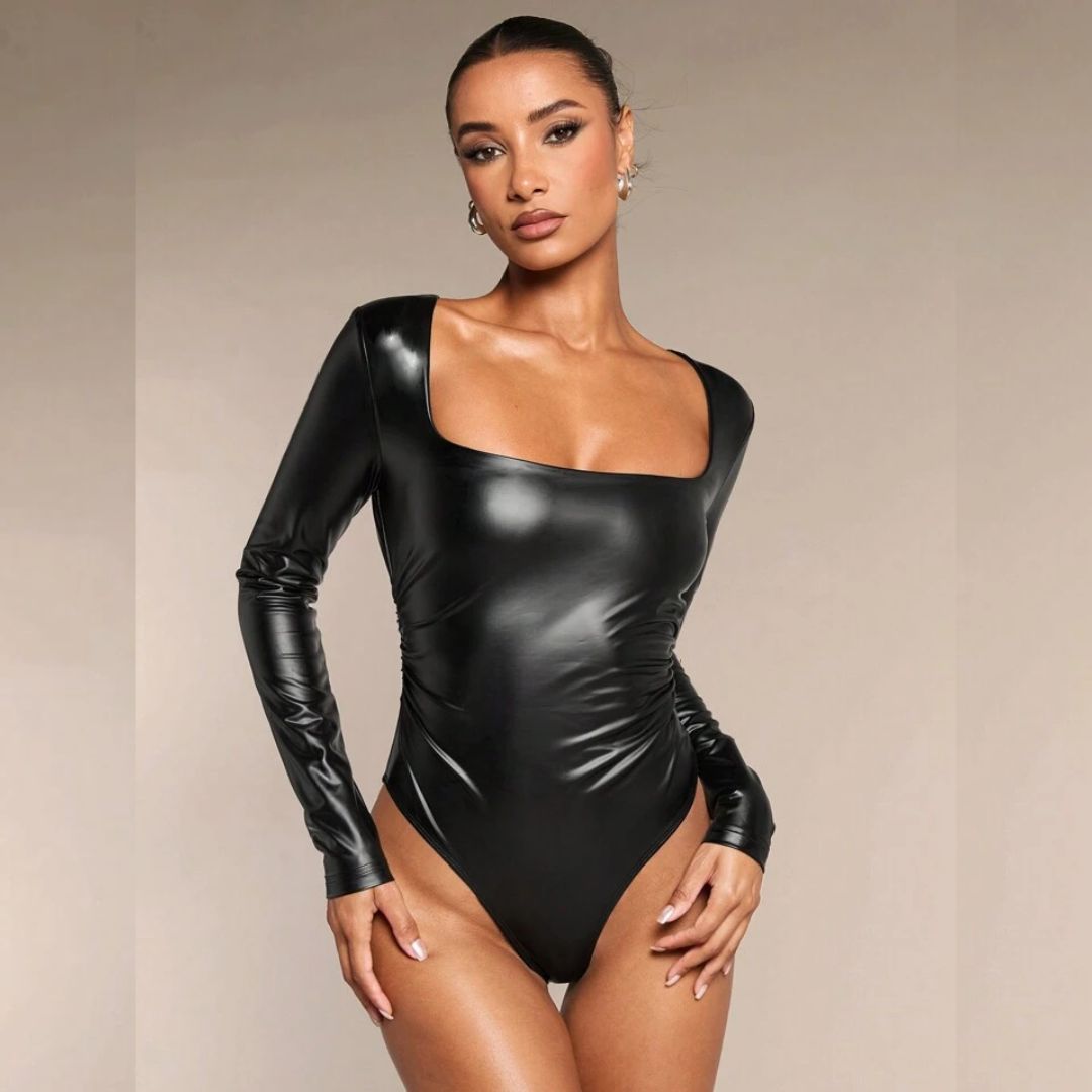 Body Diseño Cuadro Ajustado de Manga Larga