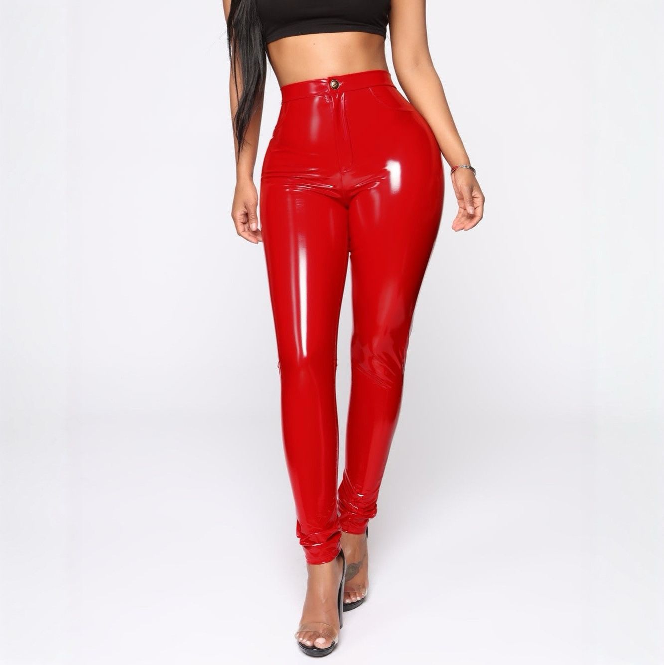 Leggins Ajustado de Pretina Alta Cierre y Botón