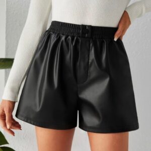 Short Elegante Ancho con Pretina Zurcida y Botón