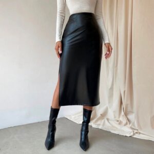 Falda Elegante Larga Con Abertura Lateral