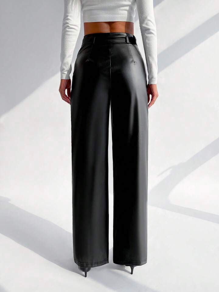 Pantalón Ancho con Cortes Cinturón y Hebilla - Image 3