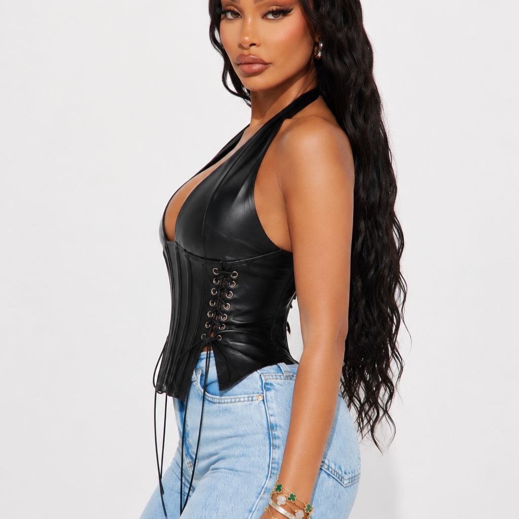 Corset Cuerina con Ojaletes Laterales Ajustable - Image 3