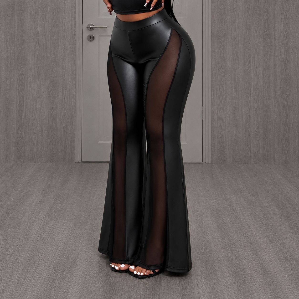 Leggins Cuerina Bota Ancha con Malla Delantera - Image 3