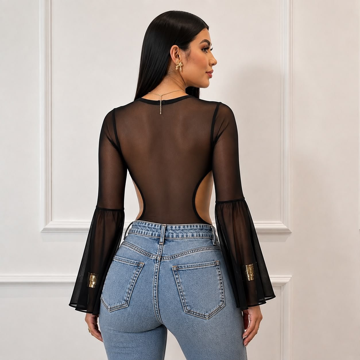 Body Elegante Malla Laterales Descubiertos y Top - Image 2