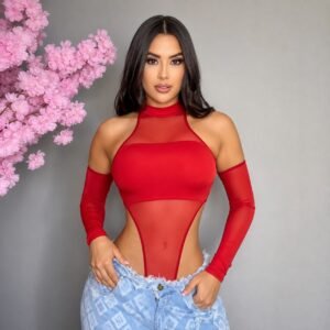 Body Malla Descaderado Cuello Alto y Top Interno